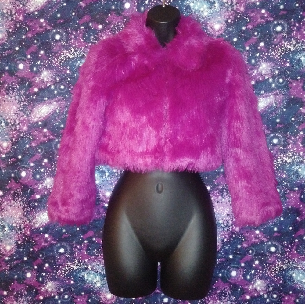 Xhilaration Pink Fuchsia Faux Fur Jacket